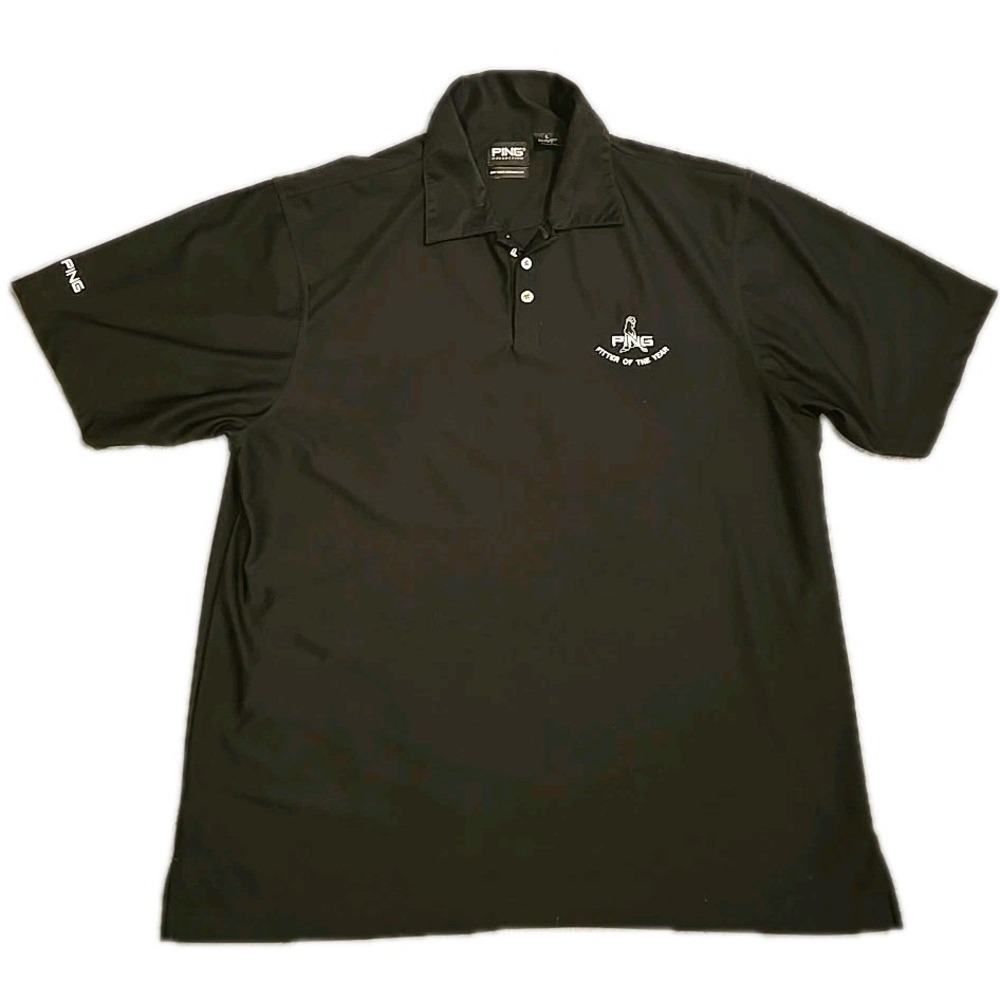 PING Black Golf Polo Shirt Embroidered Large Fitter Of The Year Performance